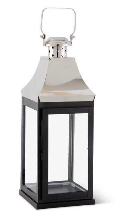 Matte Black and Silver Carriage House Lantern- 2 Sizes