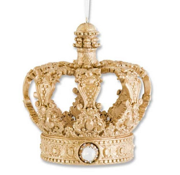 Gold Resin Jeweled Crown Ornament