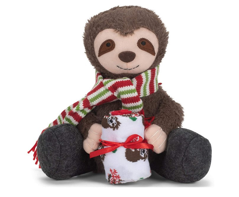 Sloth with Crew Holiday Stuffed Animal and Sock Set