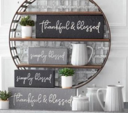 Black & Gray THANKFUL & BLESSED Wood Signs - 3 Options