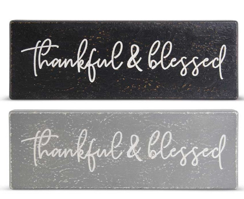 Black & Gray THANKFUL & BLESSED Wood Signs - 3 Options