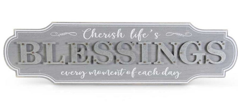 Gray Wood w/Tin BLESSINGS Sign
