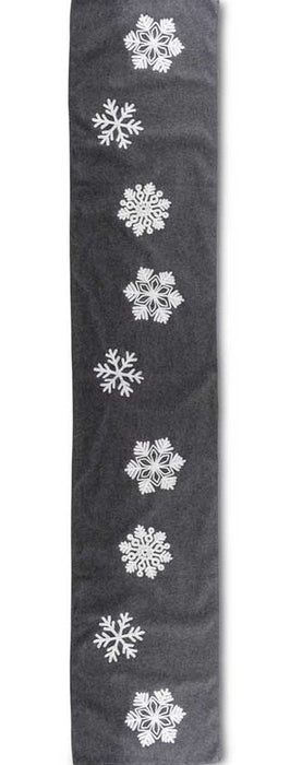 Gray Felt Runner w/Embroidered Snowflake - 70"