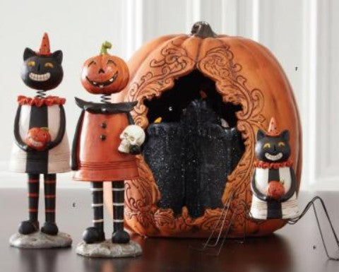 Black Cat & Pumpkin Girl Bobble Heads - 2 Options