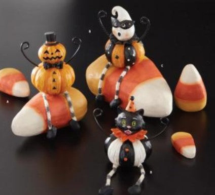 Resin Halloween Shelf Sitters w/Wire Arms - Set of 3
