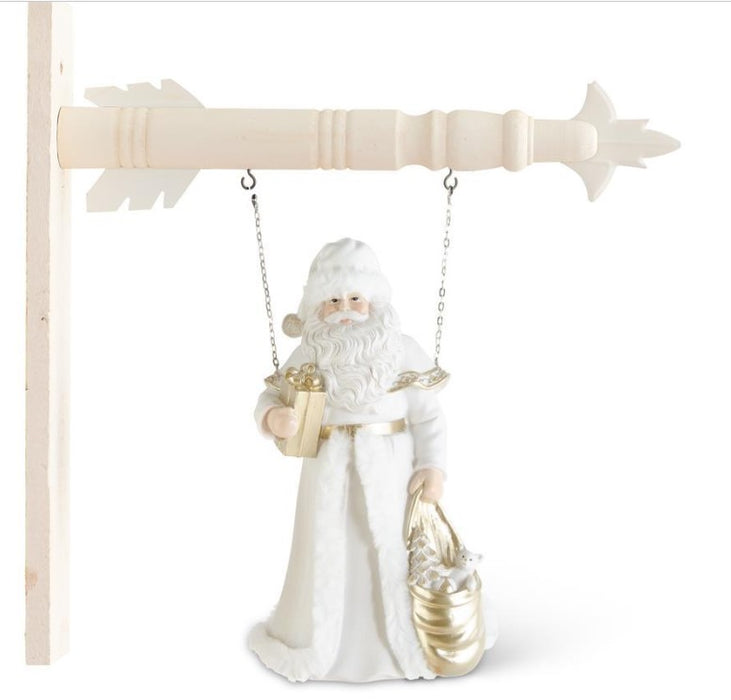 White & Gold Resin Santa Holding Package Arrow Replacement