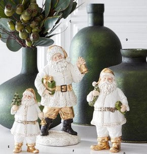 White & Gold Santa with Wreath