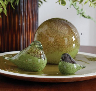 Green & Brown Speckled Glass Bird - 2 Sizes