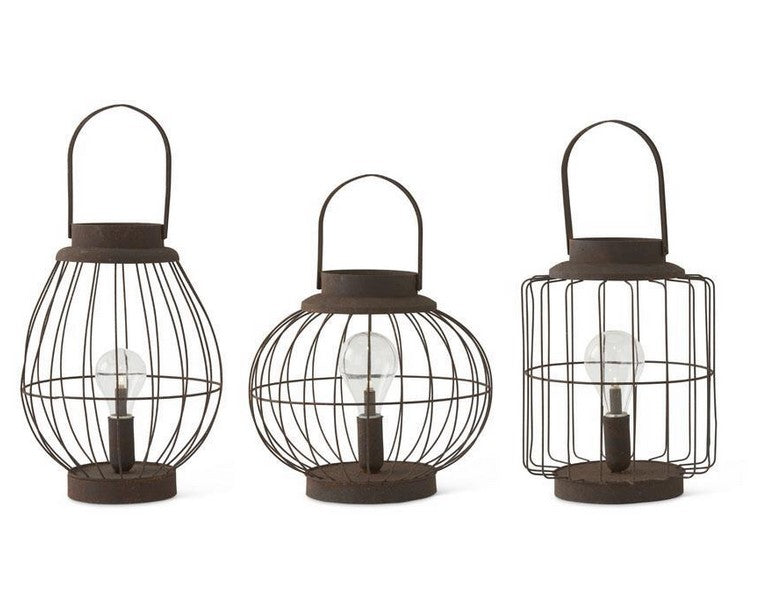 Wire Lanterns w/Vintage LED Bulbs - 3 Styles