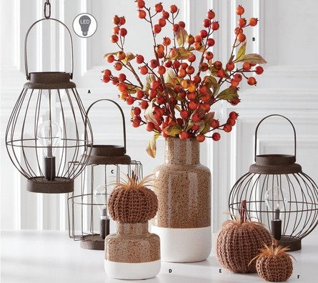 Wire Lanterns w/Vintage LED Bulbs - 3 Styles