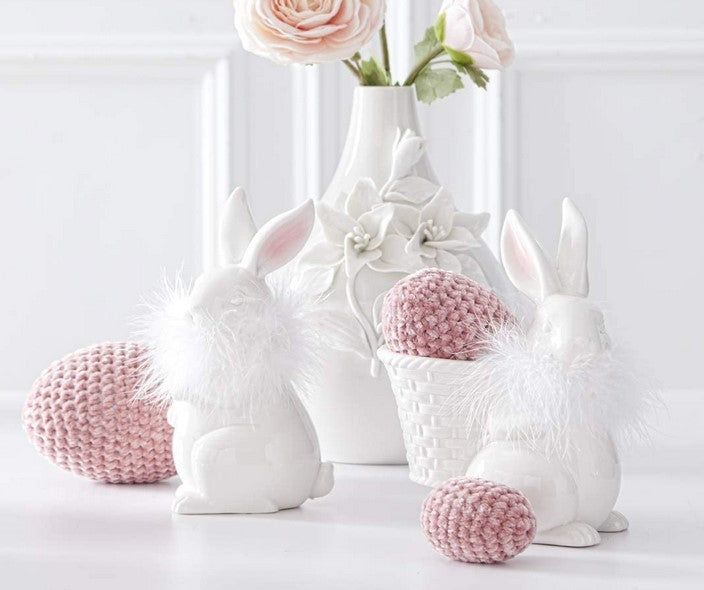 White Porcelain Feathered Bunny