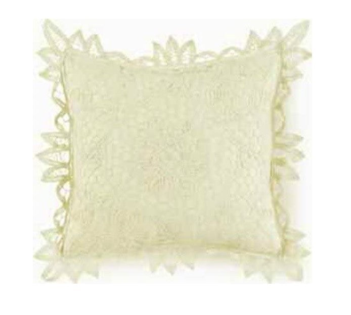Ivory Pillow with Insert, Battenburg Style Lace