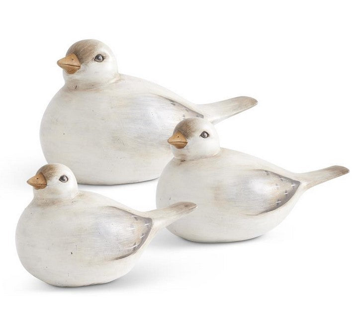 Soft Gray and Blue Sitting Birds- Set of 3