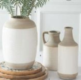 White and Natural Stone Ceramic Vases