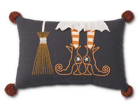 Witch Boot Broom Pillow