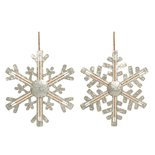 Metal Beaded Snowflake Decor