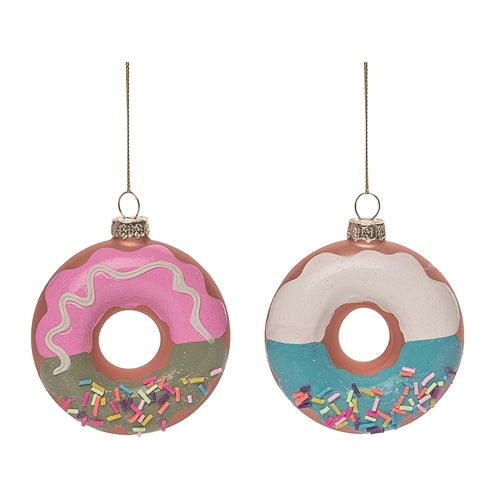Glass Donut Sprinkles Ornaments - 2 Options
