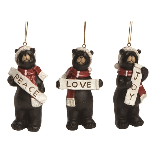 Rustic Christmas Bear Ornaments - 3 Styles