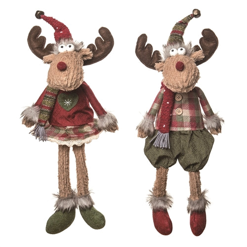 Plush Fuzzy Christmas Moose Sitter - 2 Options
