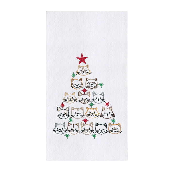 Cat Face Christmas Tree Towel