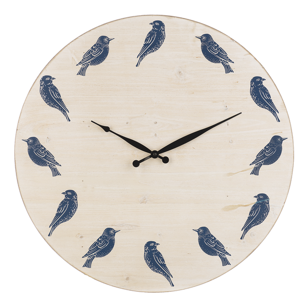 Blue & White Bird Wall Clock