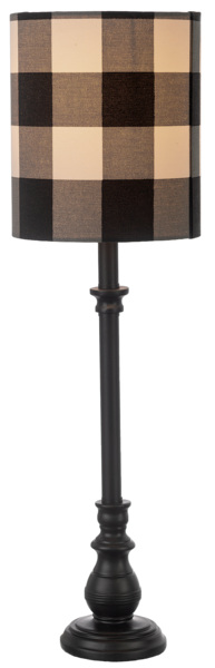Black Buffet Lamp with Gingham Shade. 40W Max