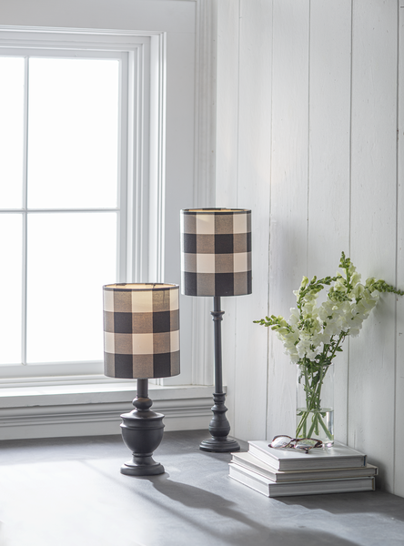 Black Buffet Lamp with Gingham Shade. 40W Max