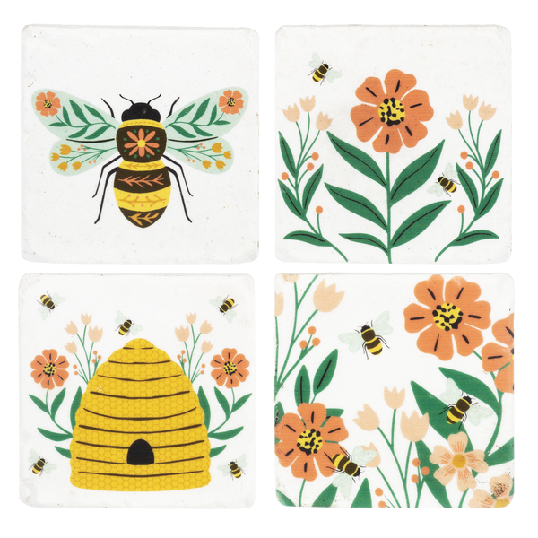 Colorful Bee Coaster (4 pc. set)