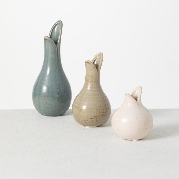 Glazed Bulb Vase - Set of 3