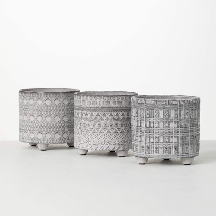 Gray Geometric Print Pot - 3 Styles