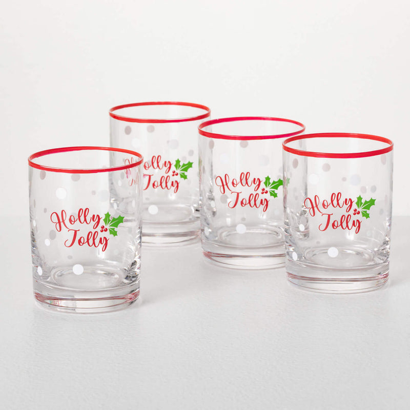 Christmas Low Ball Glasses - Set of 4