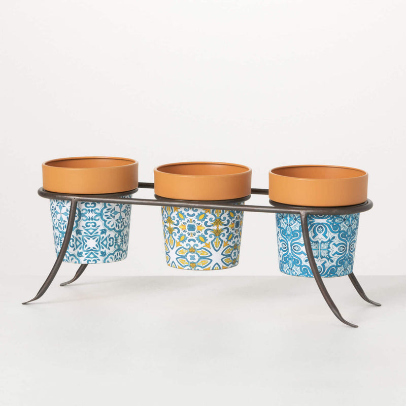 Portuguese Print Trio Planter