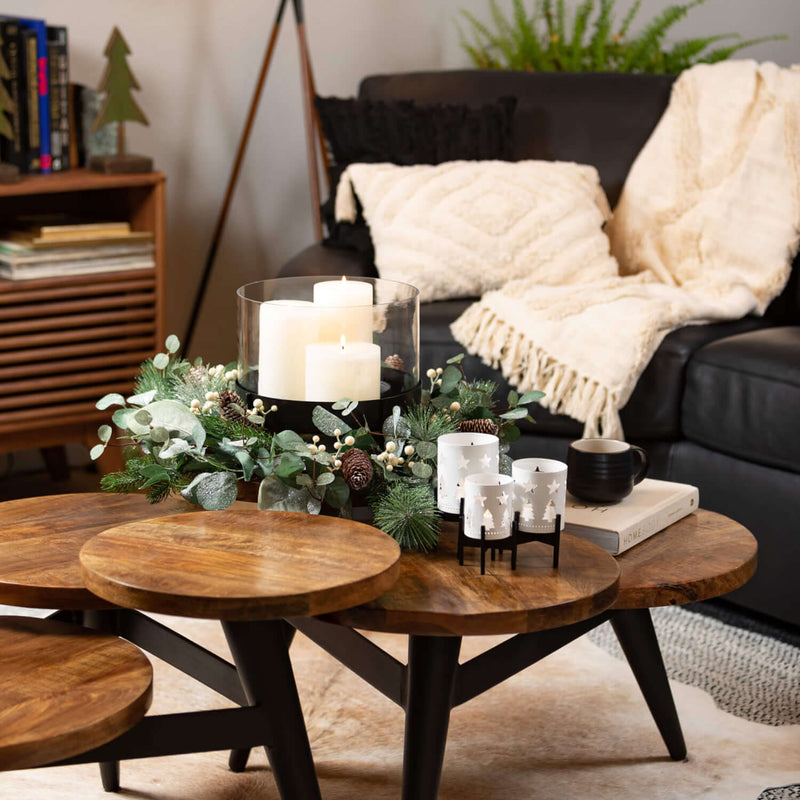 White Cutout Candle Holder - Set Of 3