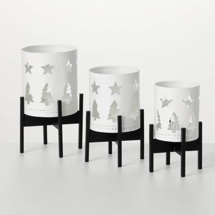 White Cutout Candle Holder - Set Of 3