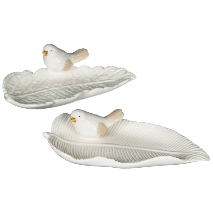 PORCELAIN BIRDS ON LEAVES TRAY- 3 Options