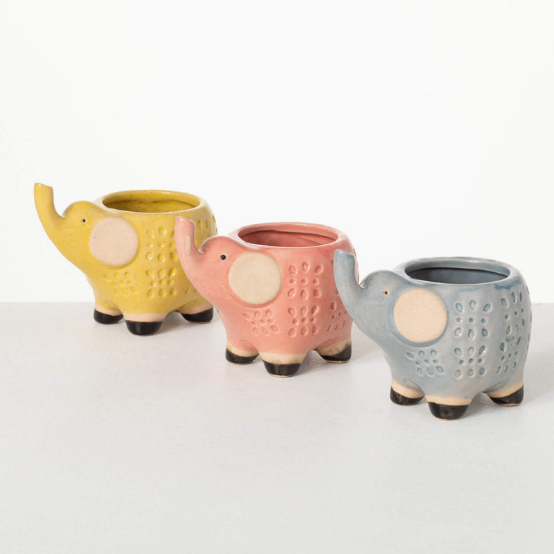 Glazed Pastel Elephant Planter