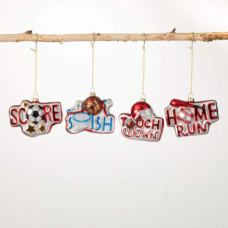 Glass Sports Ornaments - 4 Styles