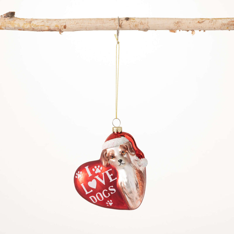 I Love Dogs Heart Ornament