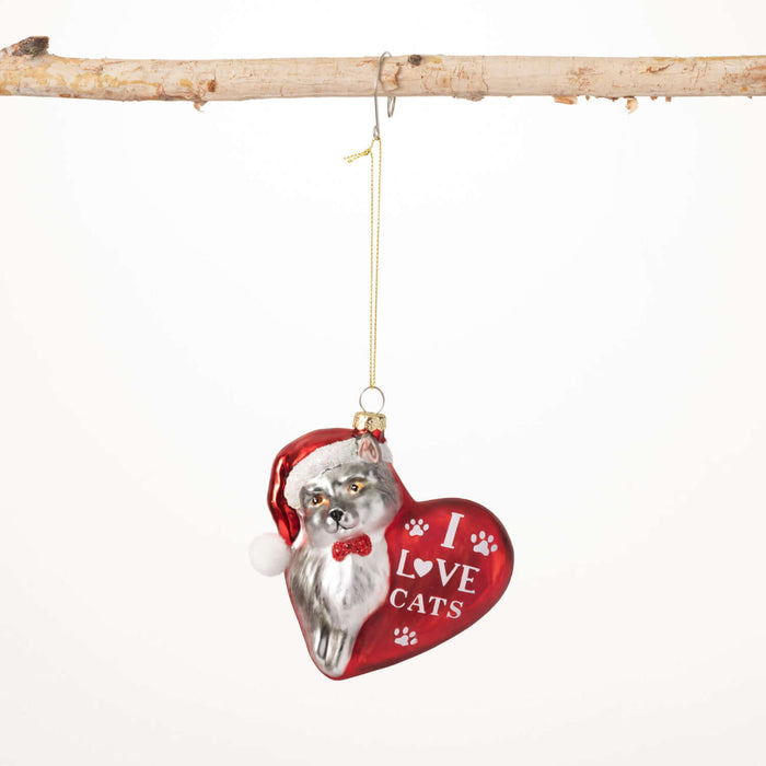 I Love Cats Heart Ornament