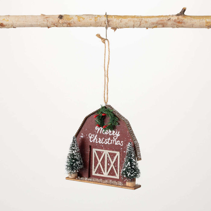 Merry Christmas Barn Ornament