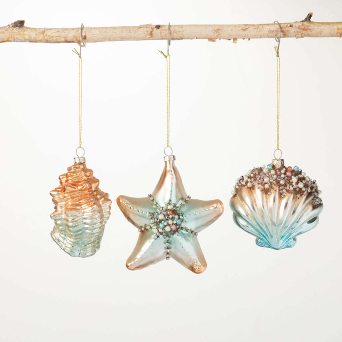 Glass Seashell Ornaments - 3 Styles
