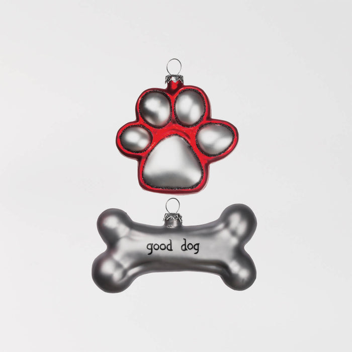 Dog Paw and Bone Ornament - 3 Options
