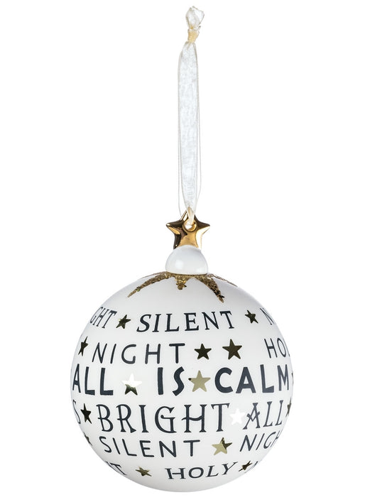 Silent Night Text Ball Ornament