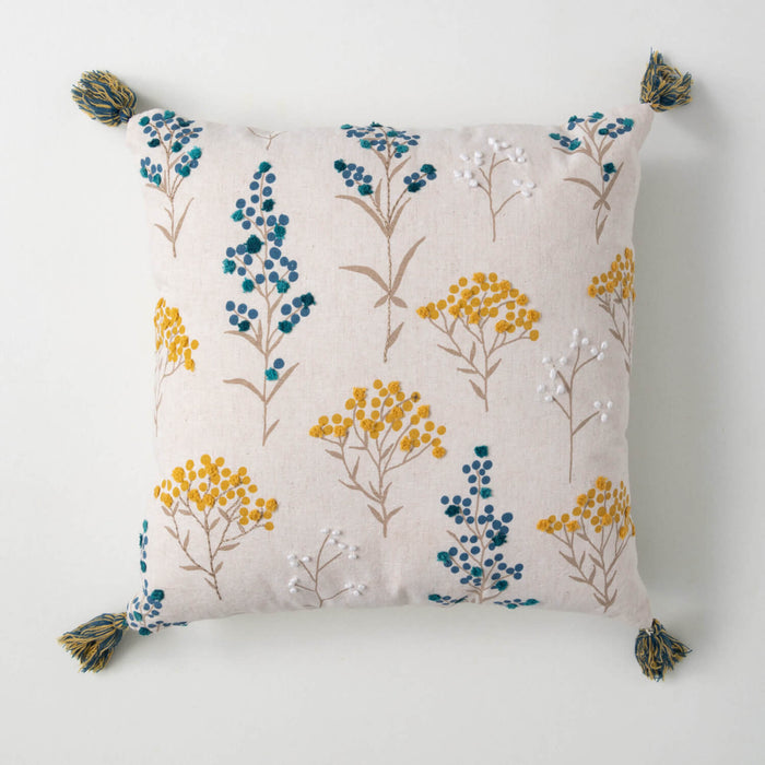 Embroidered Botanical Pillow