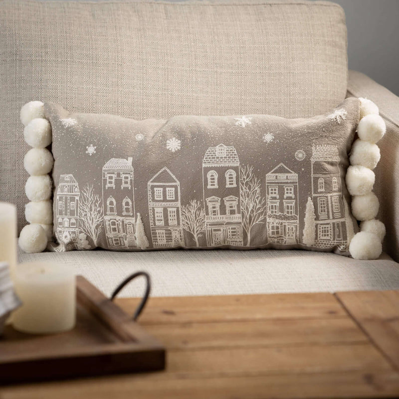 Village Scene Accent Pillow