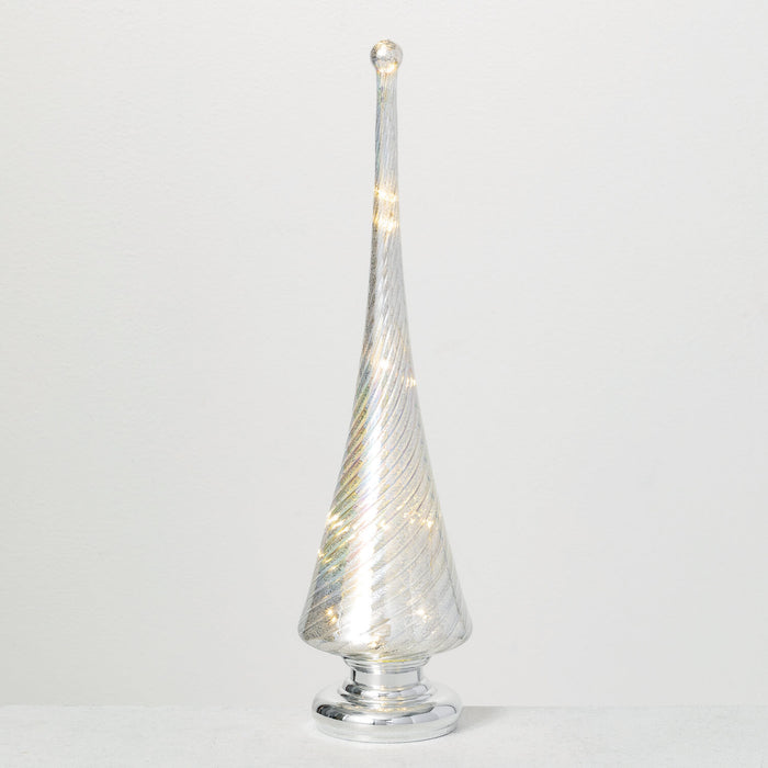 LED GLASS TABLETOP CONE TREE