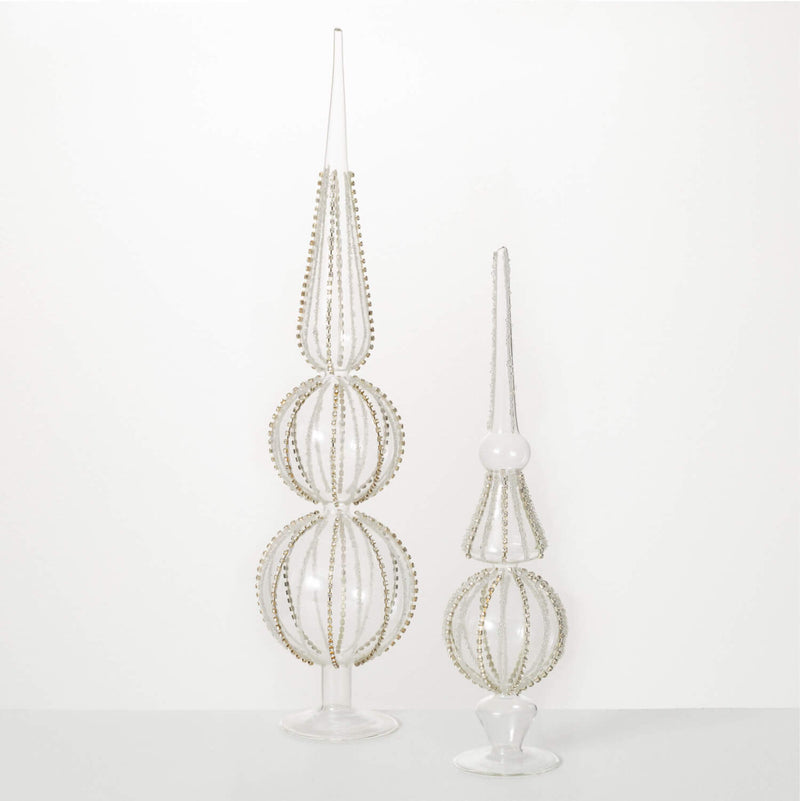 Hand Beaded Glass Finials - Set of 2