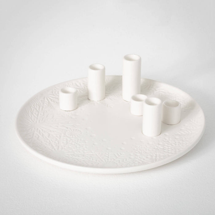Snowflake Taper Candle Platter