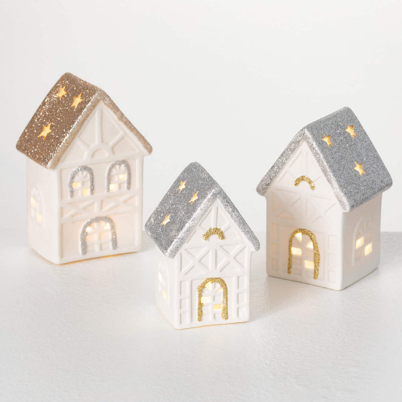 Ceramic LED House Set - 3 Pieces