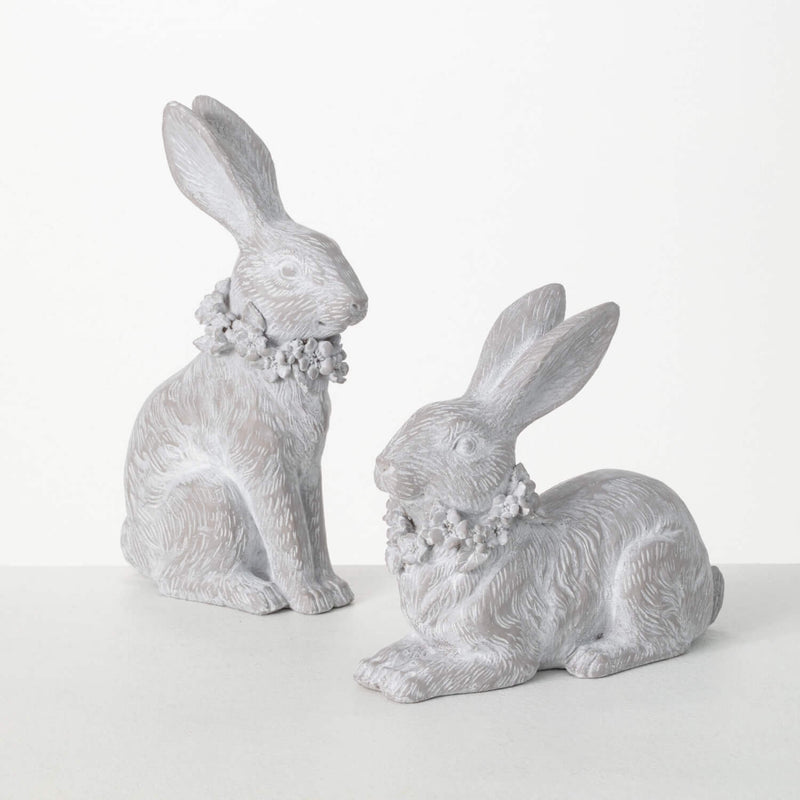 Whitewashed Resting Bunnies - Set of 2